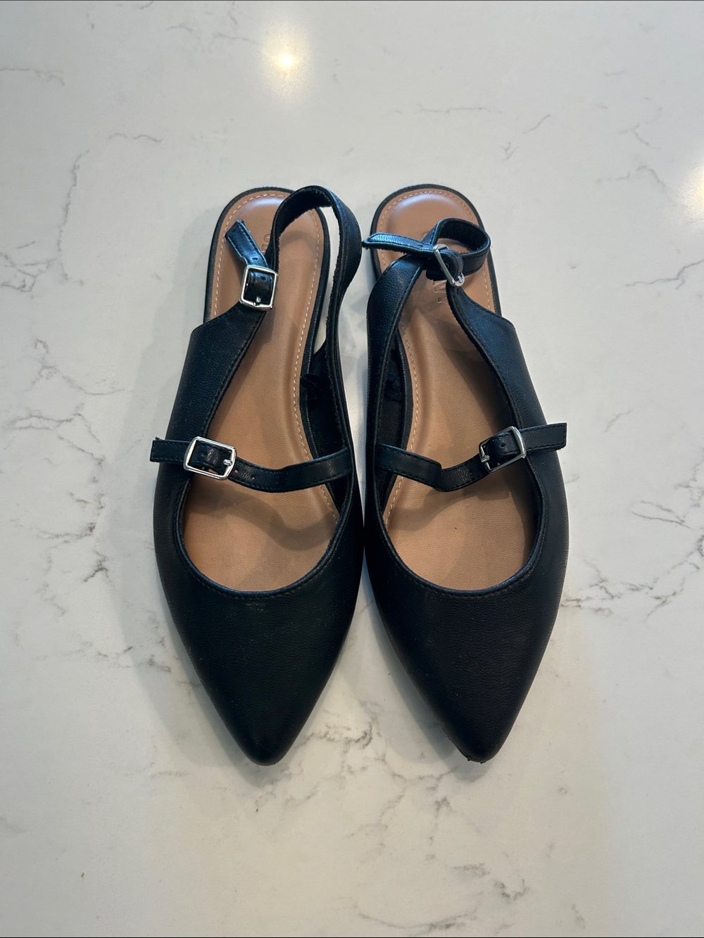 Old Navy Black Pointed Mary Jane Slingback Flats